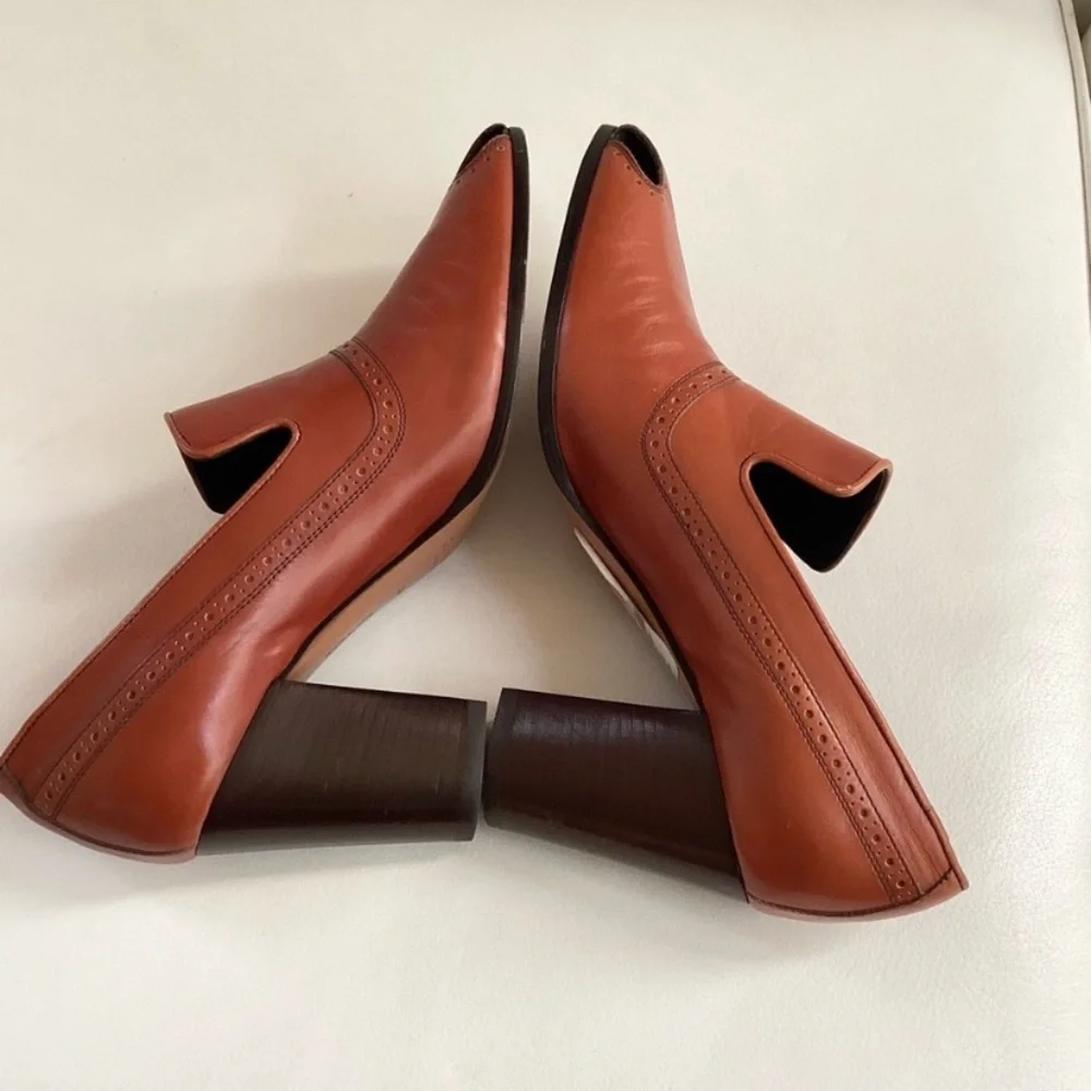 Celine Leather Brown Peep Toe Pump 80 SZ 6/36 - Picture 3 of 12